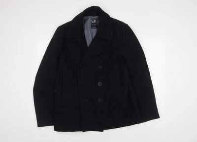 Gap Men's Black Pea Coat S Regular Winter Wool - Image 1 of 4