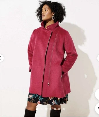 Ann Taylor Loft Magenta Pink Wool Zip Jacket Coat (M) - Image 1 of 4