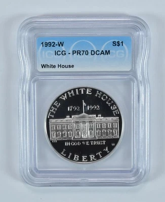 1992-W White House Commemorative Silver Dollar PR70 DCAM ICG *0777 - Image 1 of 4