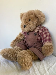 Russ Ferguson Teddy Bear in Coveralls Plush Stuffed Animal Cozy Stuffie Clothed - Picture 1 of 7