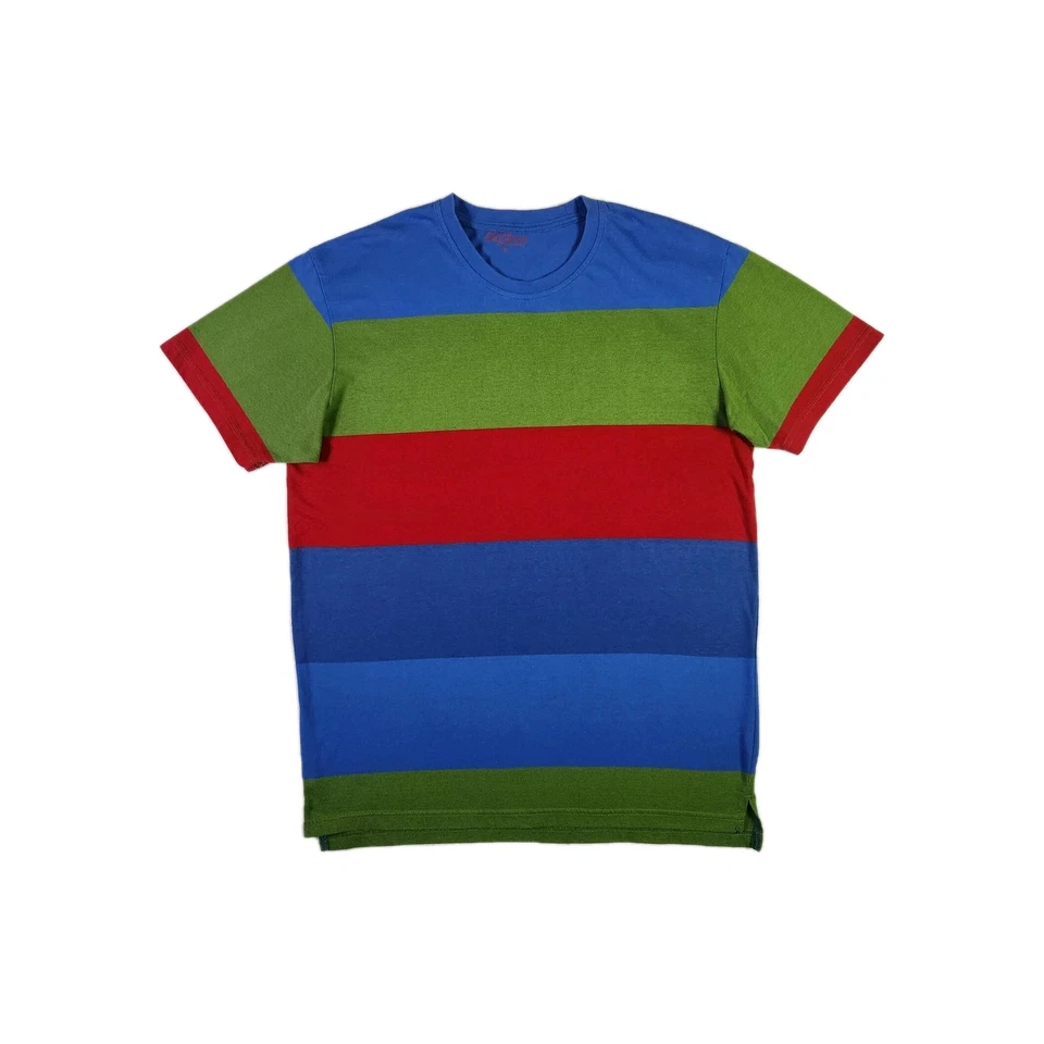 Colorful Striped T-shirt XL Blue Green Retro Galaxy By Harvic Crew Tee Unisex - Image 1 of 4
