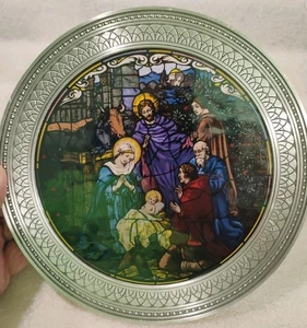 Rhodes and Studios Nativity Of Joy Buntglasplatte 1992 Vintage mit C.O.A Box - Bild 1 von 9