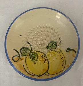Piatto grattugia aglio in ceramica dipinta a mano vintage - design limoni - Made in Spain, 5" - Foto 1 di 6