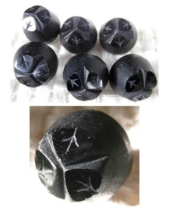 6 Czech ANTIQUE (1900's) Glass Buttons #P517 - 11 mm or 7/16" - 120 YEARS OLD - Picture 1 of 4