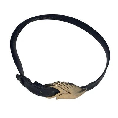 Cinto de pele de cobra vintage loja de couro fivela de ouro designer vintage cintura com cinto P/M - Imagem 1 de 4