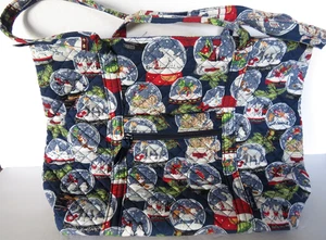 Vera Bradley Tote Bag Snow Globes Christmas Large Quilted Cotton Zip Close 19" W - Picture 1 of 8