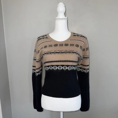 Suéter Angora Lana de Cordero Punto de Referencia De Colección Mujer Talla L Fair Isle Tostado Negro Foto 1 de 4