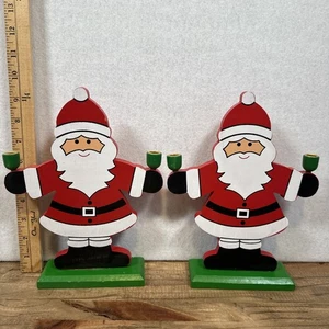 2 Vintage Omnibus Weihnachtsmann Figuren Weihnachten Tischplatte Herzstück Kerzenhalter 9" - Bild 1 von 10