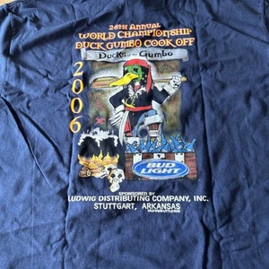 Camiseta Duck Gumbo Cook Off 2006 grande azul marino Stuttgart AR Wings Over Prairie Fest - Imagen 1 de 4
