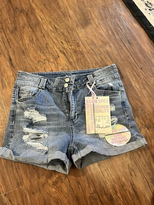 Pantalones cortos enrollados de cintura súper alta Blue Spice para mujer talla 13 Foto 1 de 2