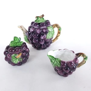 Vintage 1960’s Lefton Hand Painted Grape Cluster - 3 pc Teeservice - Bild 1 von 16