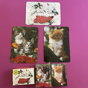 Vintage 1980s FX Schmid Mini Puzzles 24 Piece Cat Kitten Sweet West Germany - Picture 1 of 4