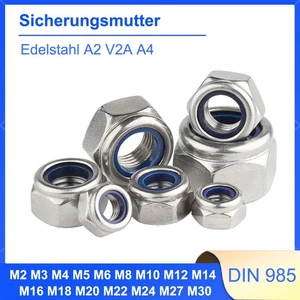 Sicherungsmutter M2 bis M30 Selbstsichernde Muttern DIN 985 Edelstahl A2 V2A A4 - Picture 1 of 14