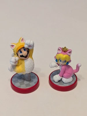 Juego de 2 figuras sueltas Nintendo Amiibo (Gato Mario y Princesa Peach Cat) Foto 1 de 4