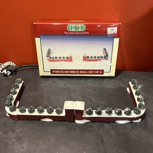 Vintage 1992 Lemax Dickens Village Porcelain Brick Wall Set of 6 in Box - Picture 1 of 7
