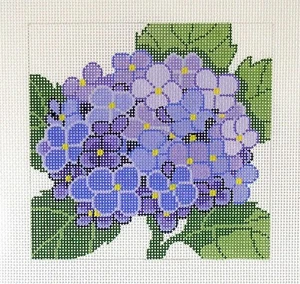 Purple Blue HYDRANGEA Flower on 12 Mesh handpainted Needlepoint Canvas by LEE - Picture 1 of 1