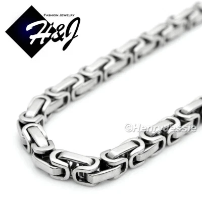 18"-40"MEN Stainless Steel HEAVY WIDE 8mm Silver Byzantine Box Chain Necklace*T - Image 1 of 4