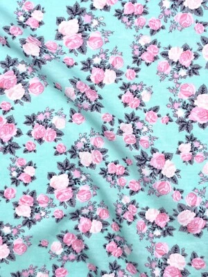 Jersey Interlock Kinderstoff Blümchen mint  Breite 155cm ab 50 cm - Bild 1 von 3