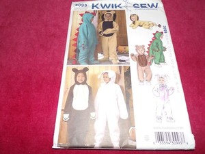  MOTIF COSTUME KWIK SEW #3099-BÉBÉ ET TOUT-PETIT DINOSAURE-OURS-LAPIN XS-XL FF