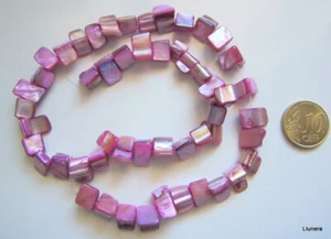 Perlas concha natural triángulo 10 x 8 mm hilo 38 cm rosa fucsia abalorios - Photo 1/5