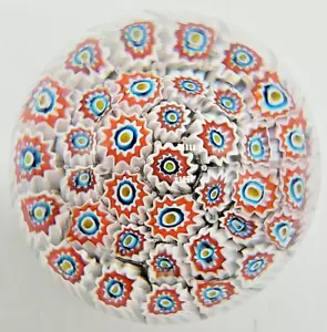 Fermacarte XL vintage italiano Murano Millefiori rosso bianco blu canna arte vetro - Foto 1 di 5