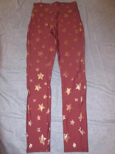 Girls Leggings by SPANX - Sz L or 10-12 - Maroon w/ Gold STARS Pattern - Picture 1 of 2