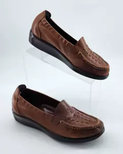 SAS Women's Weave Slip On Loafer Tripad Comfort Shoes Brown Leather Size 7.5W - Picture 1 of 13