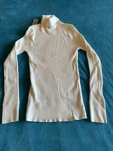 ANN TAYLOR LOFT Cream Petite Ribbed Turtleneck Sweater Size PETITE SMALL PS NWT - Picture 1 of 2