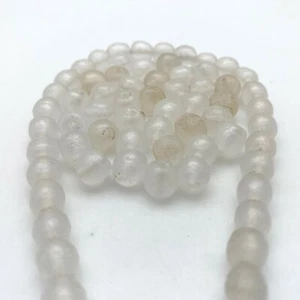 Cuentas de vidrio japonés redondas transparentes marbelizadas lechosas vintage de 1930 (7x8 mm) (CJG15) - Imagen 1 de 7