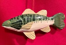 Smallmouth Bass,Wood,Rustic,Hand Painted,Christmas,Ornament,Fishing,Vintage,RT1