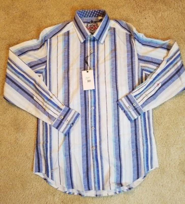 NWT MEN'S ROBERT GRAHAM BEAULY BLUE DRESS SHIRT SIZE SMALL NEW MSRP $198 - Image 1 of 3