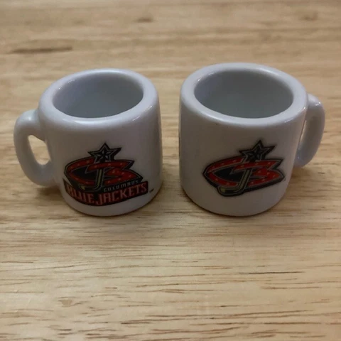 [Lot of 2] COLUMBUS BLUE JACKETS Logo NHL "Cup Crazy" Team 1.25" Mini Mugs Cover