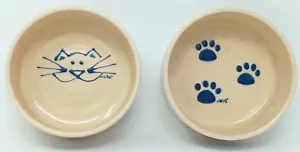 Kovack Pottery Cat Pet Dishes Bowls Face & Paws 2002 csk set of 2 - Picture 1 of 13
