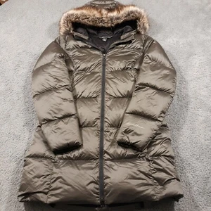 Eddie Bauer Puffer Winter Coat Jacket Down Fill Womens Large Outdoor Faux Fur - Picture 1 of 15