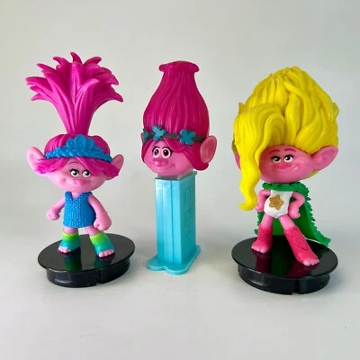 Dream Works Trolls 2020 2 figuras de copa de película y dispensador PEZ Foto 1 de 4