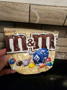 HANDMADE UPCYCLED RECYCLED ALMOND M & M Zipper Bag Pouch Wallet QUILTED - Picture 1 of 7