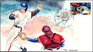 Scott 2619 29 Cents Baseball Endora Hand Painted FDC 2 Of 25 - Picture 1 of 2