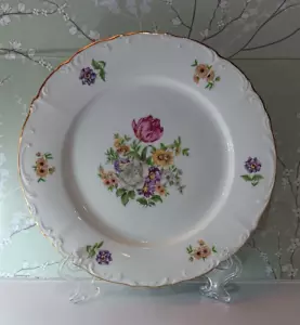Fine China Floral Abendessen Salatteller Böhmisch Tschechoslowakei Pirkenhammer 8" Durchmesser - Bild 1 von 4