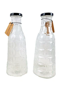Set aus 2 Vintage-inspirierten Glasflaschen - 10" hoch fassen 32 Unzen pro Retro - Bild 1 von 3