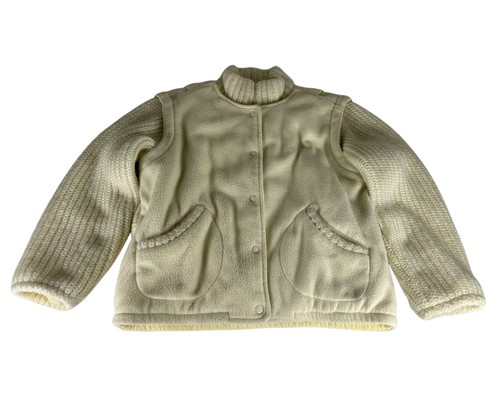 OFF WHITE Giacca maglia vintage Avon Fashions zip a scatto donna M bianco sporco finto collo invernale