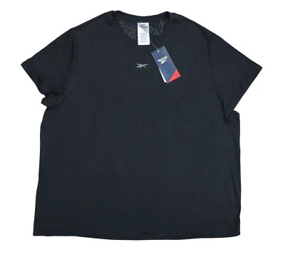 Reebok Plus Size Burnout Style Lightweight Short Sleeve Womens T-Shirt NWT Black - Image 1 of 2