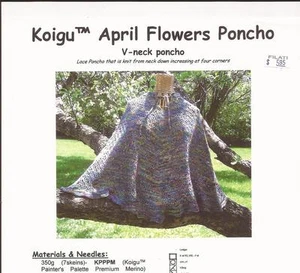 Koigu April Flowers Poncho KNITTING PATTERN  V-neck Lace Poncho Pattern Only - Picture 1 of 1
