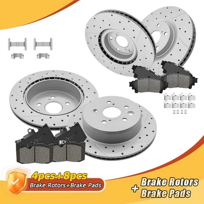 Rotores de freno delanteros traseros perforados + pastillas de cerámica para Lexus GS350 IS350 RC350 GS450H Foto 1 de 4