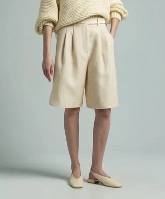 Bermudas de lino teñido natural Loro Piana Rupert "Japanese Mirin", talla US M Foto 1 de 4