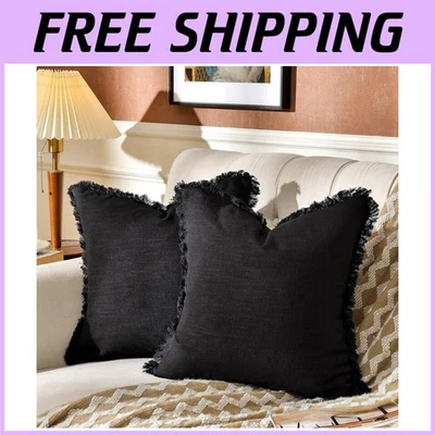 Rustic Tassel Throw Pillowcase Set 20x20 Black - Image 1 of 4