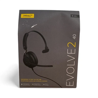 Jabra Evolve2 40 UC Wired Headphones, USB-A, Mono, Black. NEW  - Image 1 of 2