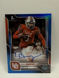 2025 Bowman Chrome U Devon Dampier 1st Prospect Auto Blue Refractor /150 Utah - Bild 1 von 2