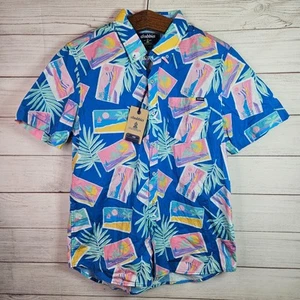 Chubbies Shirt Button Up Short Sleeve Pocket Lightweight Floral Blue Size L Mens - Picture 1 of 6