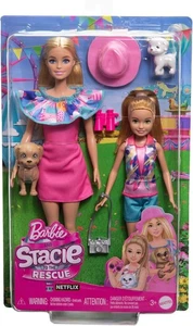 Barbie Stacie Rescue Box 2 Dolls With 2 Puppies Dog Cat Mattel HRM09 - Picture 1 of 2