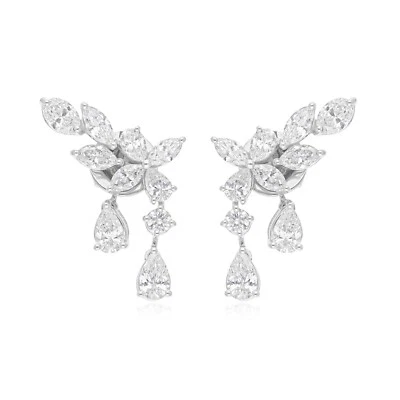 2.49 Ct Lab Grown CVD Pear Diamond Earrings Solid Gold Women Birthday Gift - Image 1 of 4